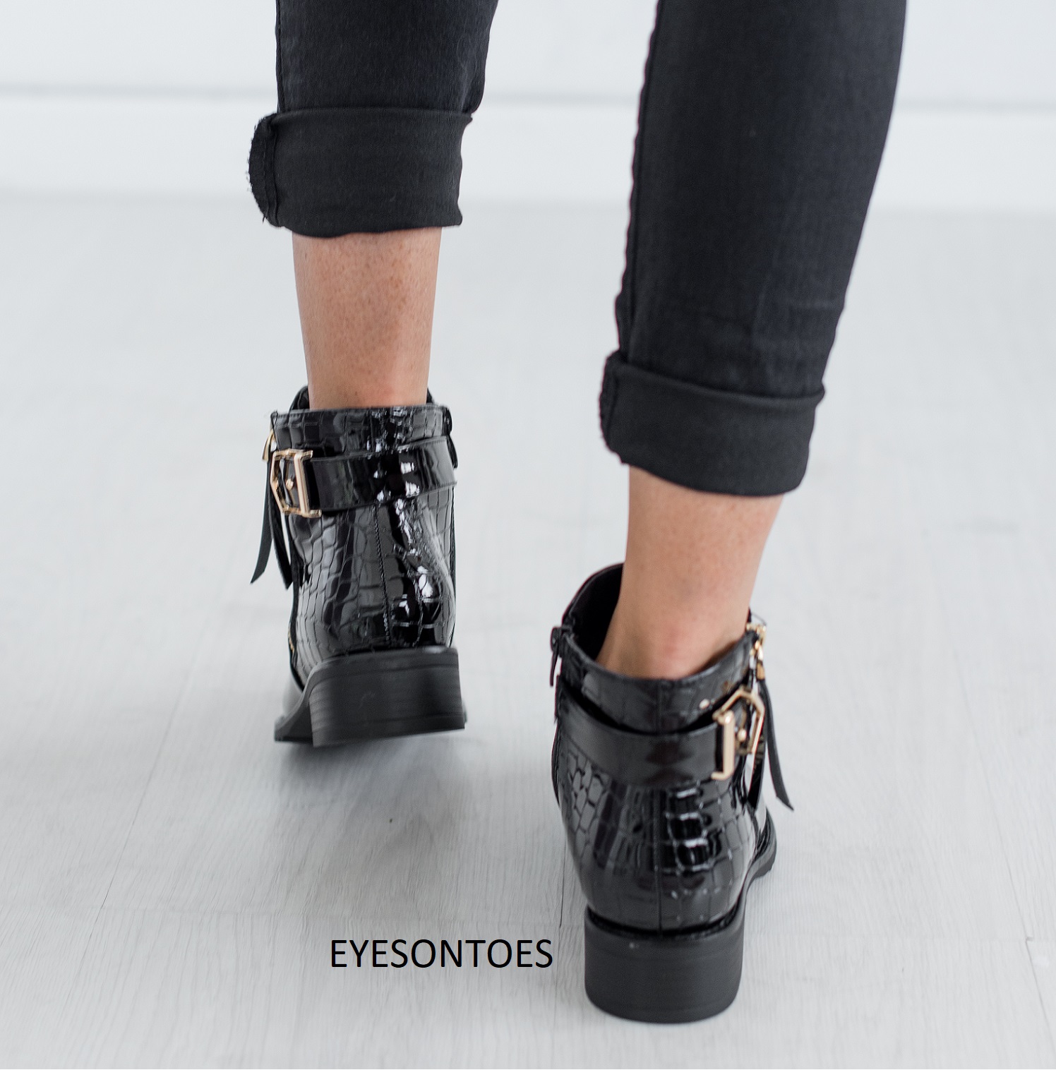 low heel buckle flats